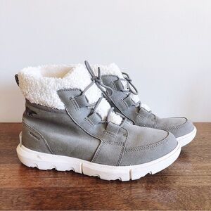 Sorel Light Gray Waterproof Boots with White Sole